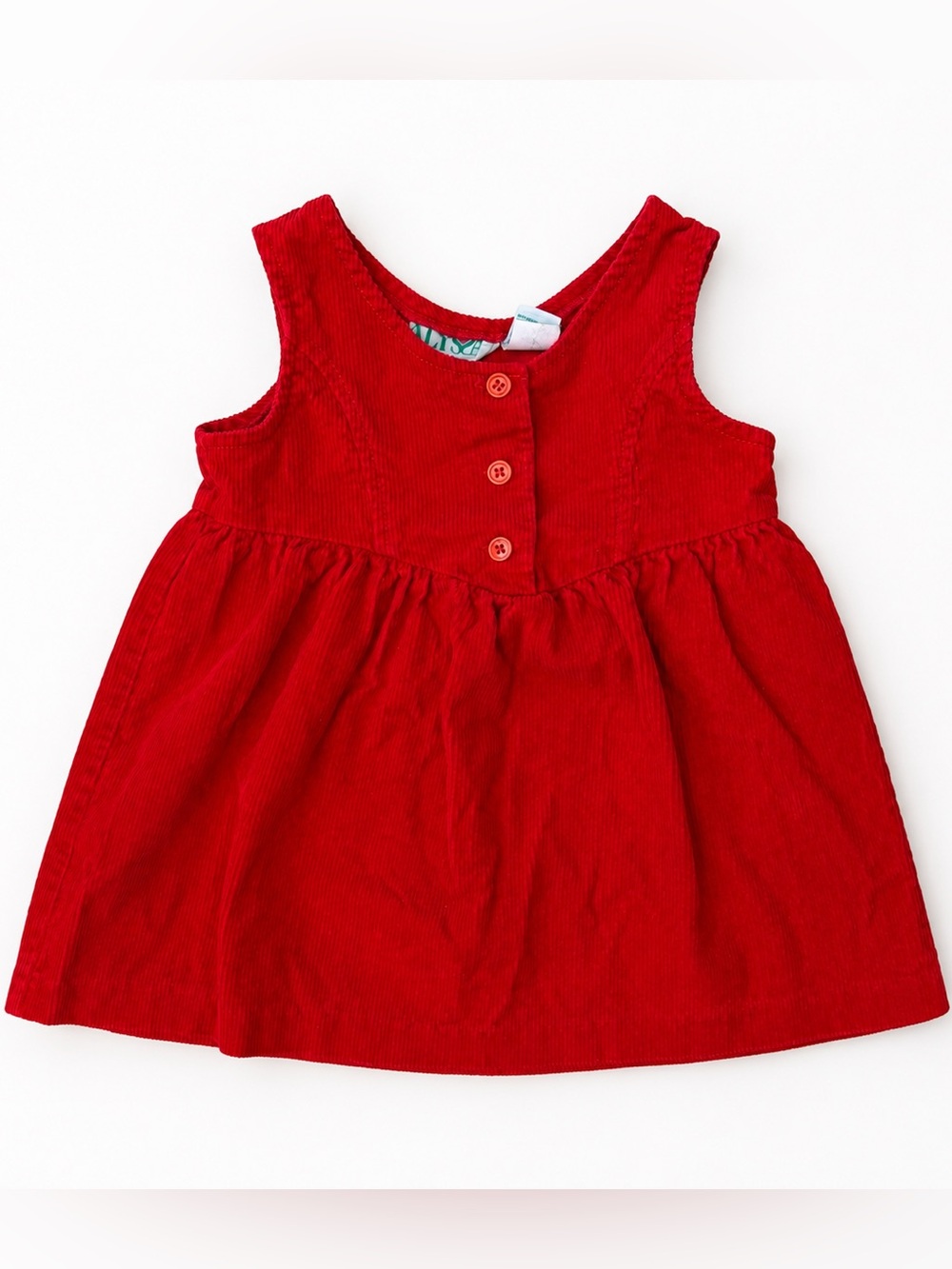 Vintage Red Corduroy Jumper Dress 3T Christmas Holiday Cottagecore Retro